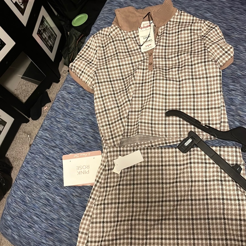 2 piece argyle skirt set